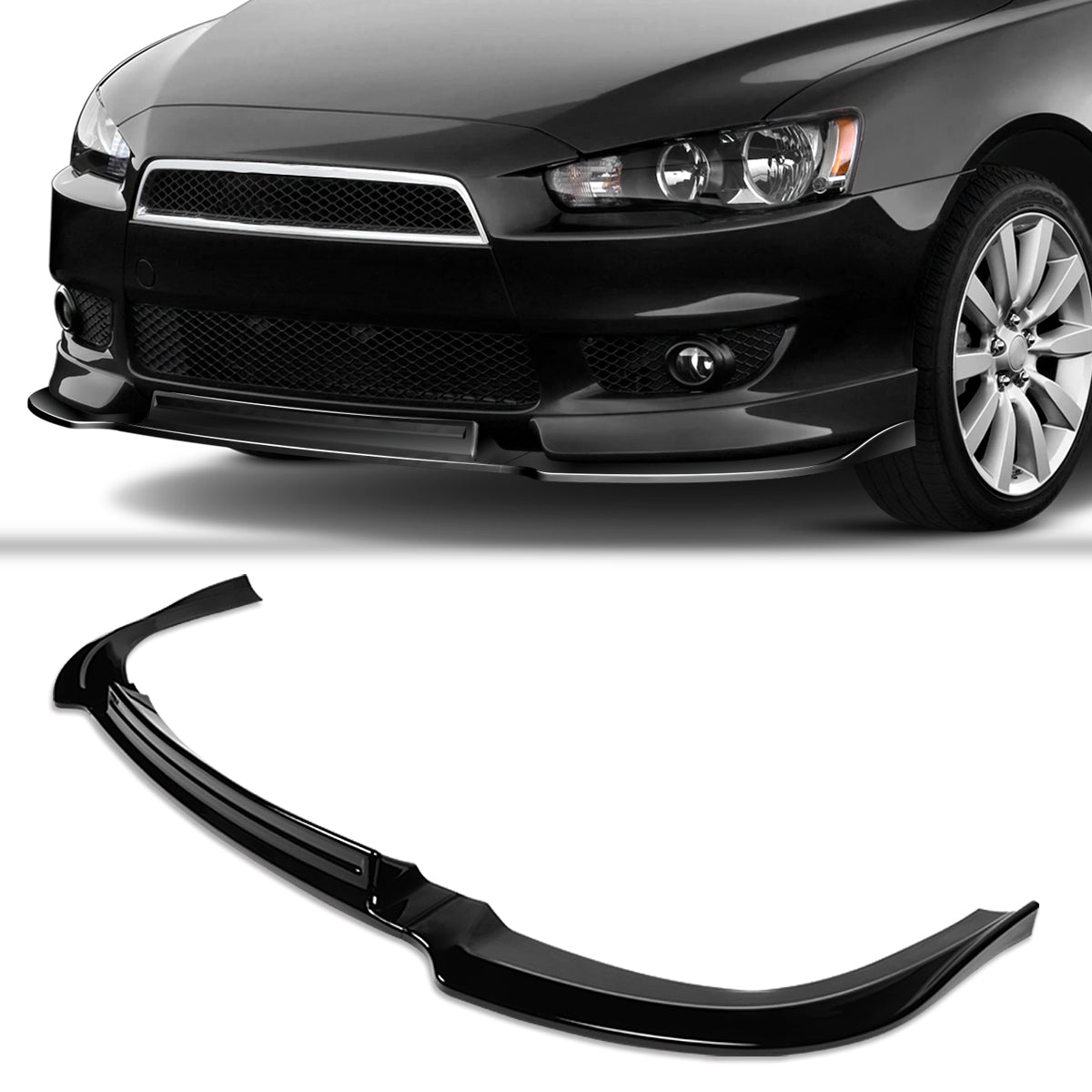 Stay Tuned Performance, 08-15 Mitsubishi Lancer RA-Style Front Bumper Lip - Glossy Black