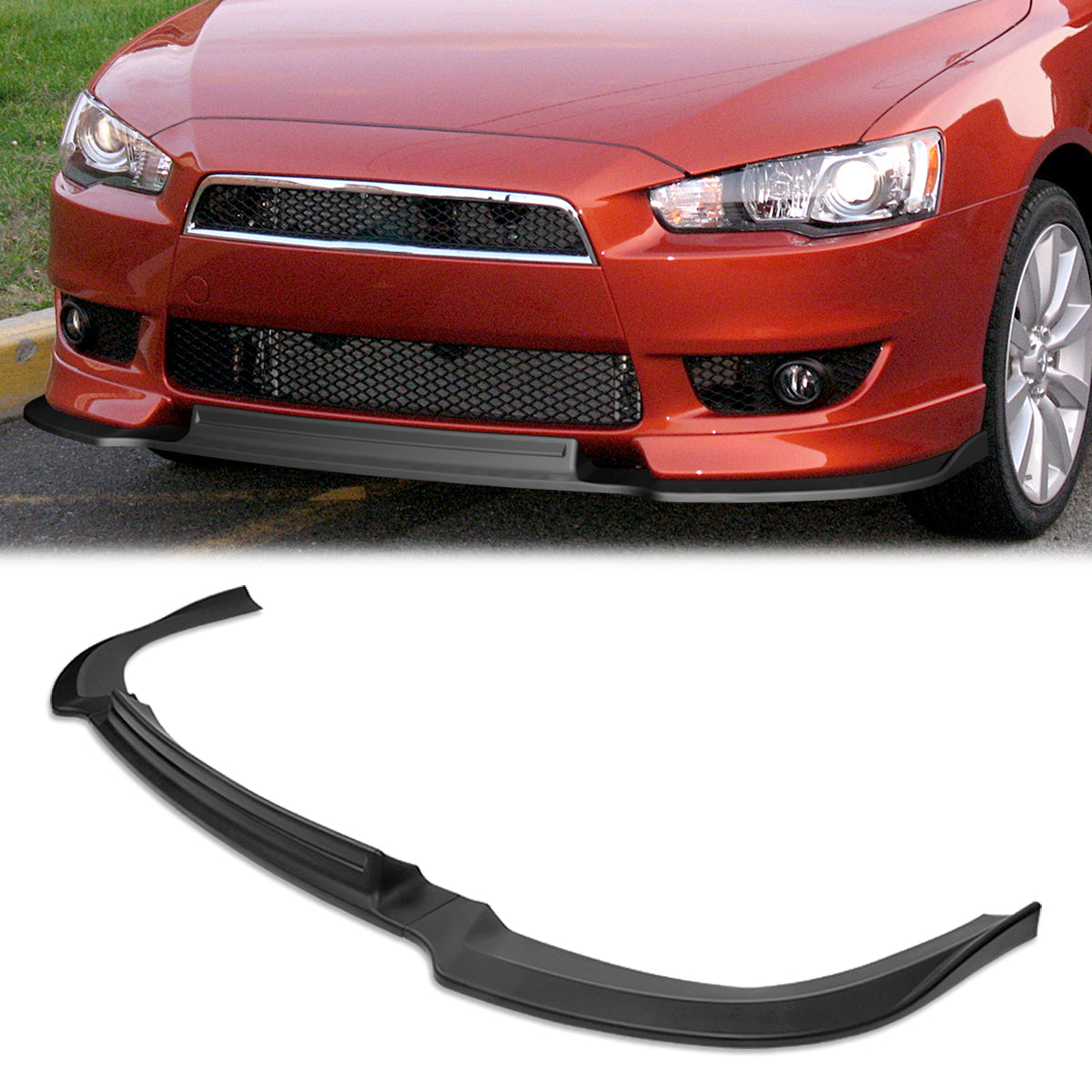 Stay Tuned Performance, 08-15 Mitsubishi Lancer RA-Style Front Bumper Lip - Matte Black