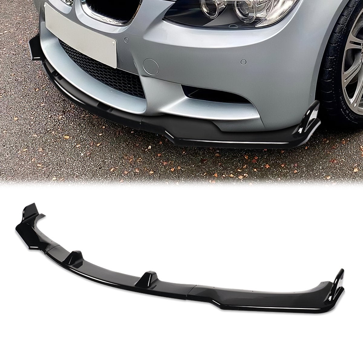 Stay Tuned Performance, 09-11 BMW E92 328i 335d 335i 335 xDrive Sedan Front Bumper Lip - 3 Pieces Design [Gloss Black]