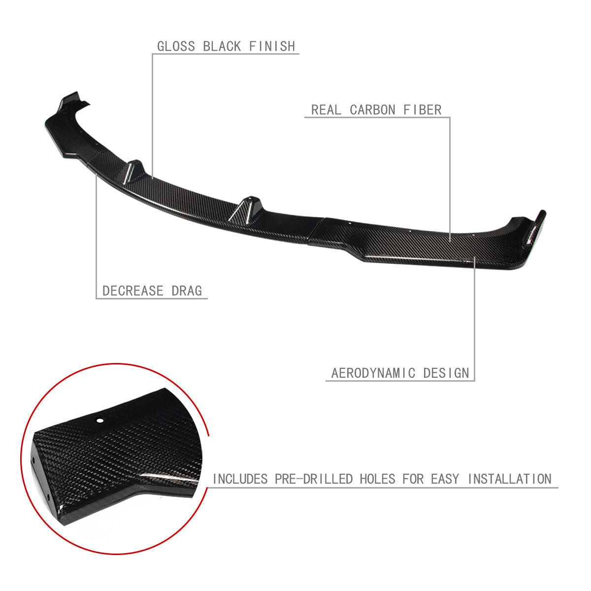 Stay Tuned Performance, 09-11 BMW E92 328i 335d 335i 335 xDrive Sedan Front Bumper Lip - 3 Pieces Design [Real Carbon Fiber]