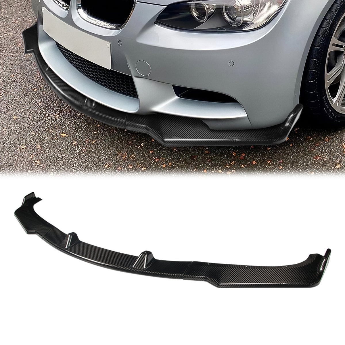 Stay Tuned Performance, 09-11 BMW E92 328i 335d 335i 335 xDrive Sedan Front Bumper Lip - 3 Pieces Design [Real Carbon Fiber]