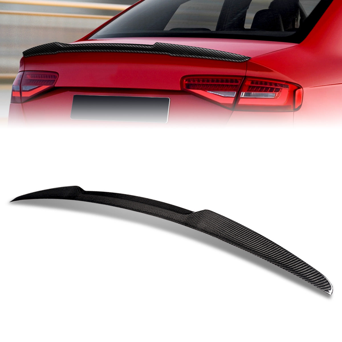 Stay Tuned Performance, 09-12 Audi A4 (Quattro) Sedan V-Style Trunk Lid Spoiler - Carbon Fiber