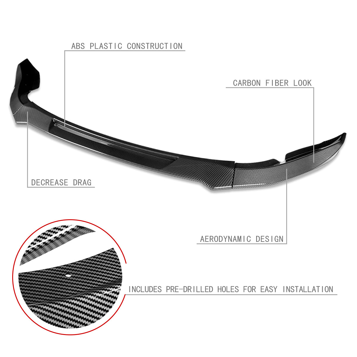 Stay Tuned Performance, 09-12 Nissan 370Z Front Bumper Lip - 3 Pieces CT Style [Carbon Fiber Look]