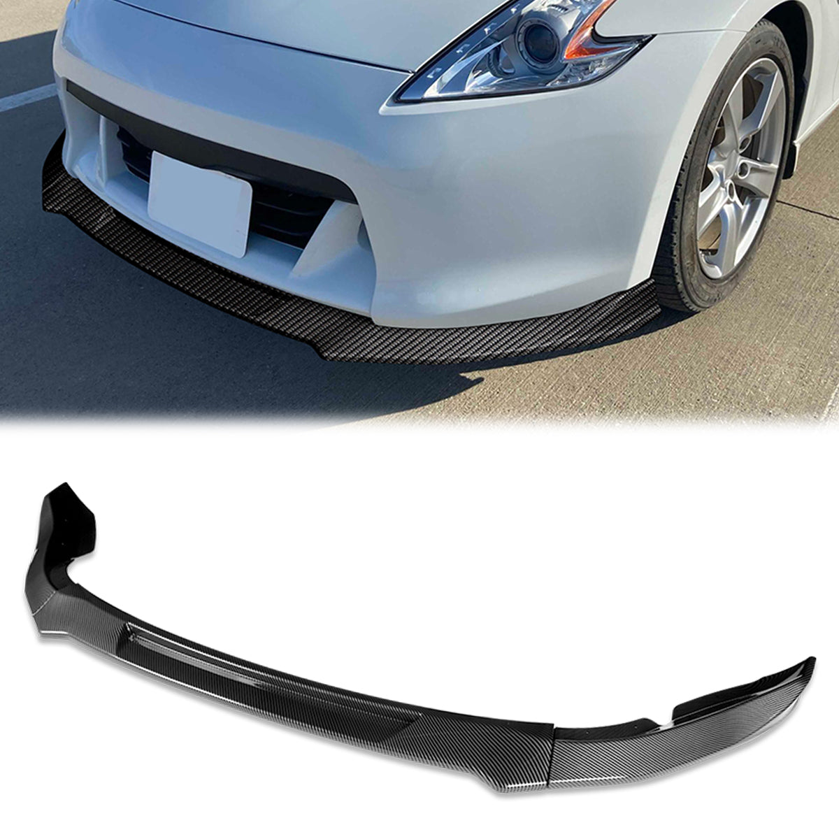 Stay Tuned Performance, 09-12 Nissan 370Z Front Bumper Lip - 3 Pieces CT Style [Carbon Fiber Look]