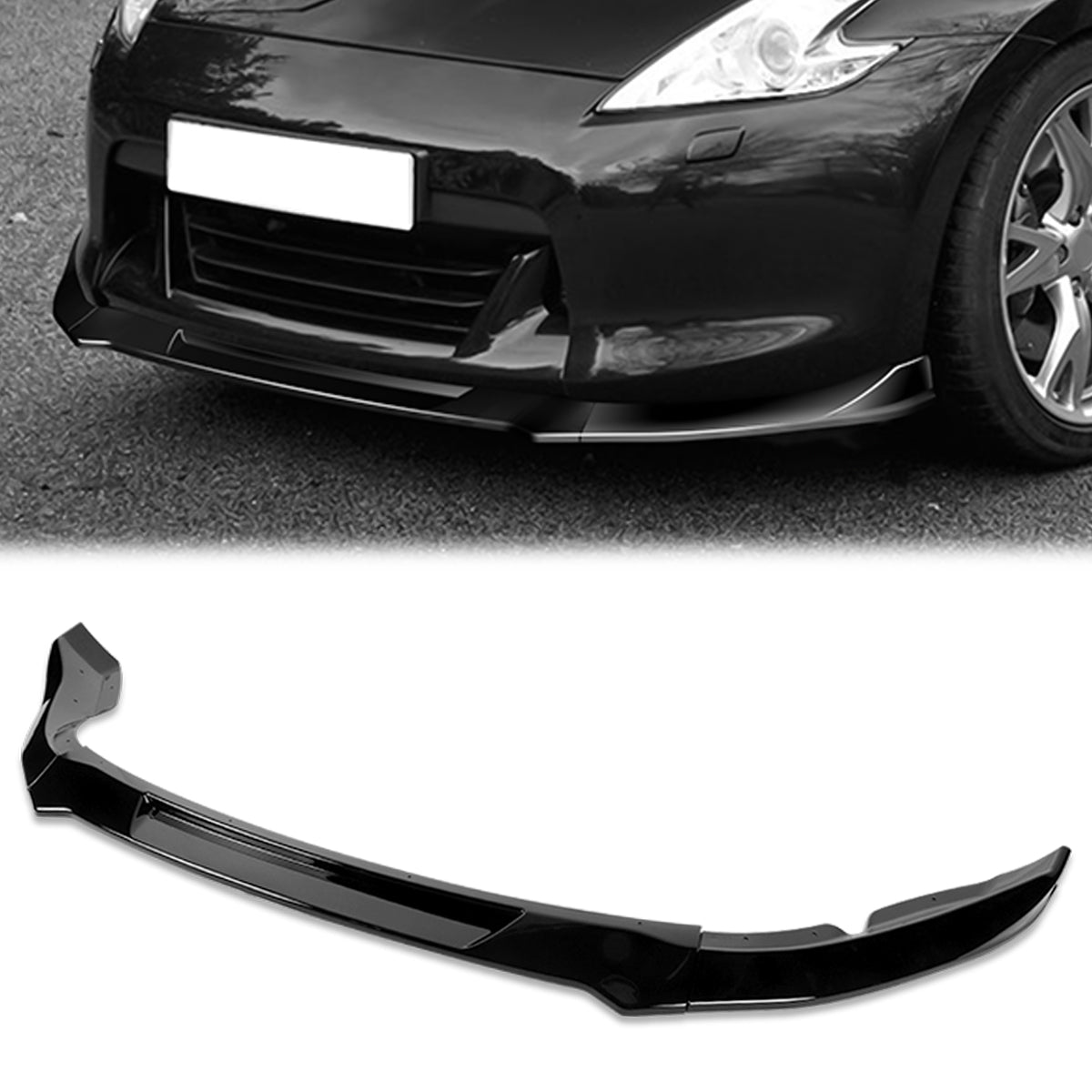 Stay Tuned Performance, 09-12 Nissan 370Z Front Bumper Lip - 3 Pieces CT Style [Gloss Black]