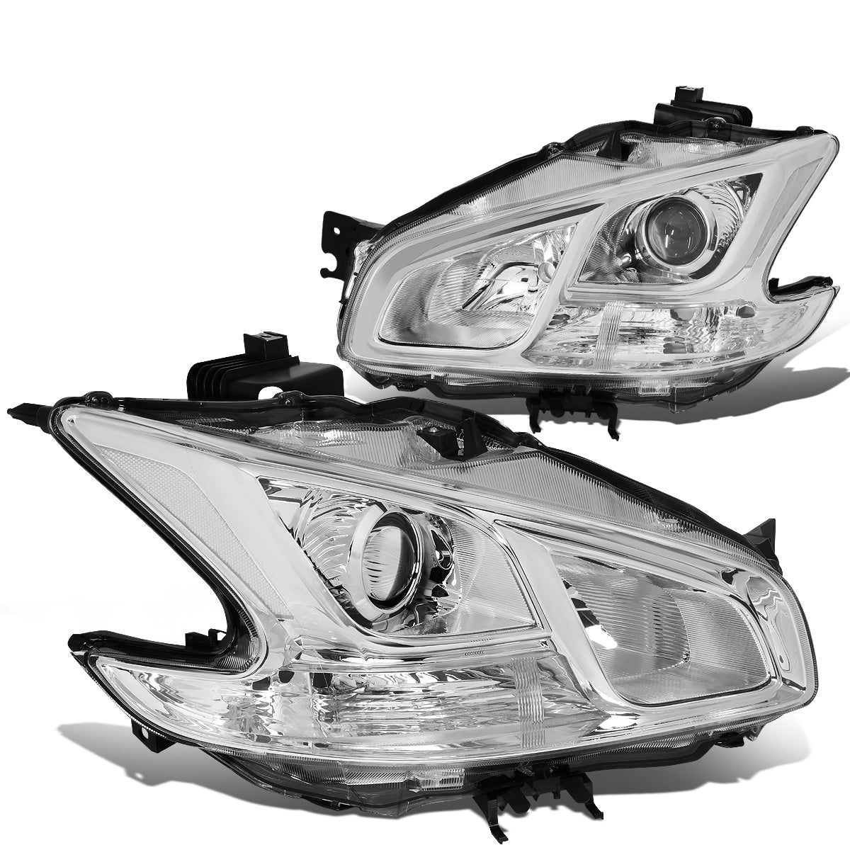 DNA Motoring, 09-14 Nissan Maxima Projector Headlights - Chrome Housing Clear Corner