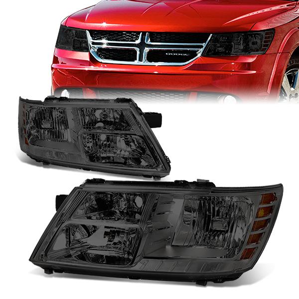 DNA Motoring, 09-17 Dodge Journey Headlights - Smoked Housing Amber Corner