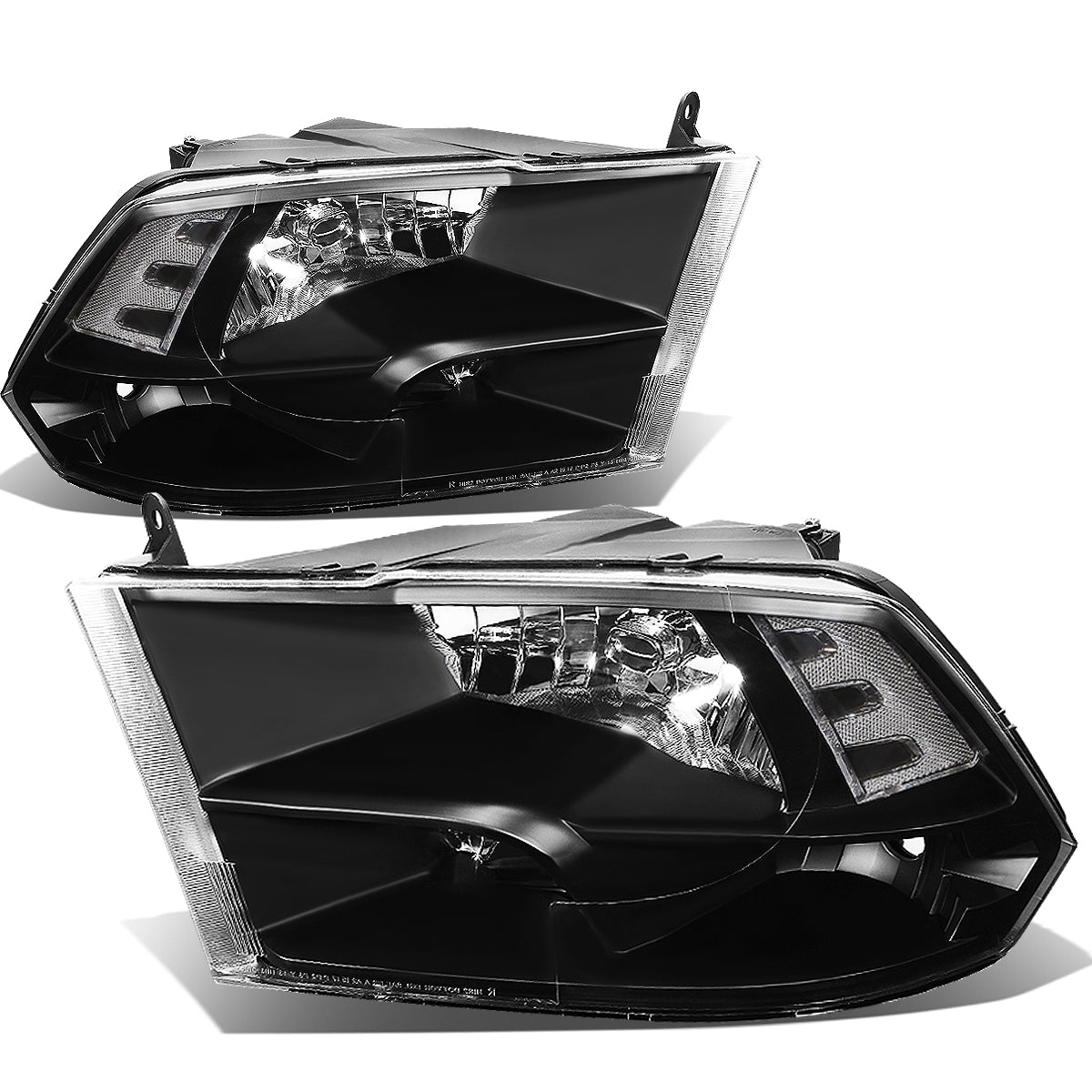 DNA Motoring, 09-18 Dodge Ram 1500 2500 3500 4500 5500 Headlights - Black Housing Clear Corner