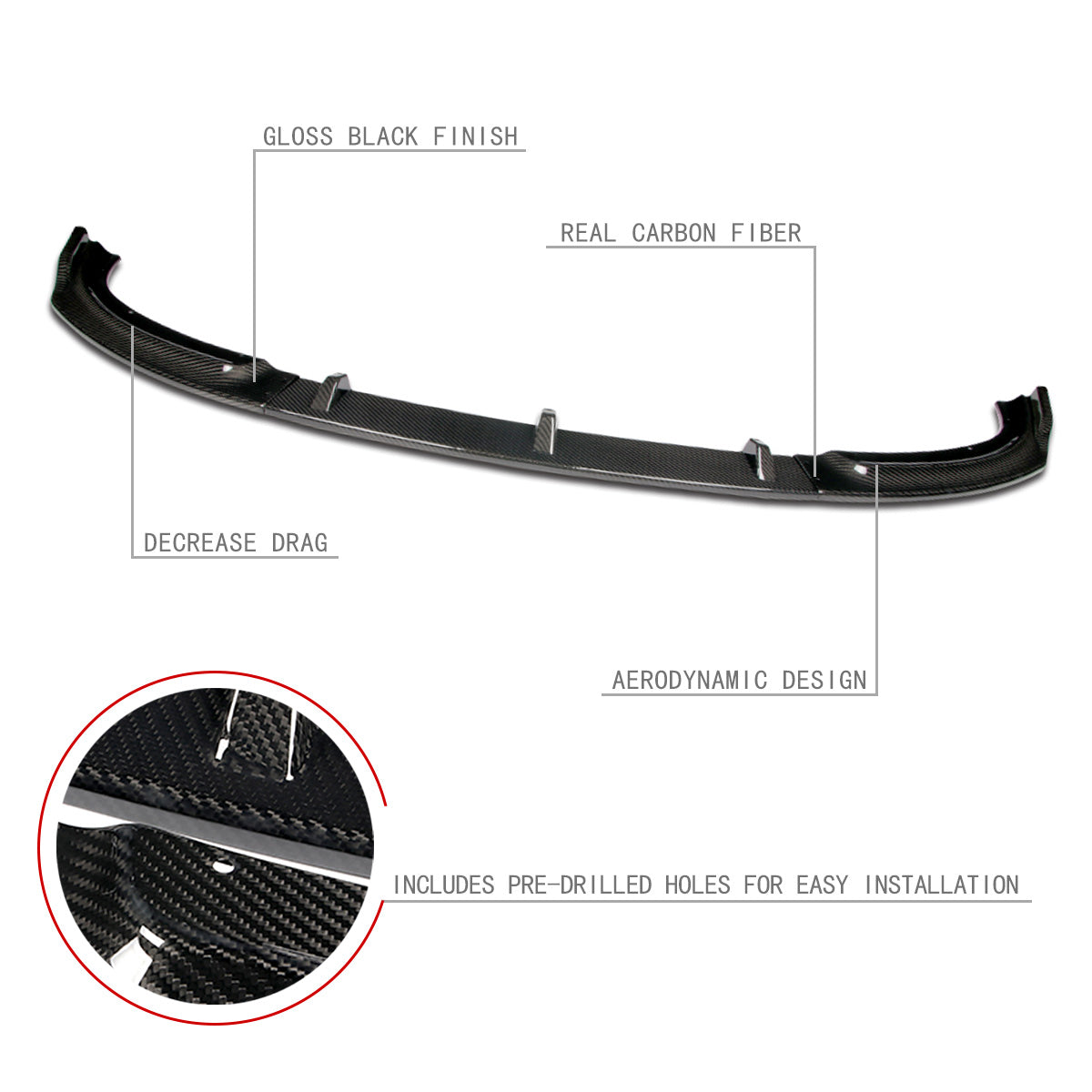 Stay Tuned Performance, 10-13 BMW 3-Series E92 E93 xDrive Front Bumper Lip - 3 Pieces Design [Real Carbon Fiber]