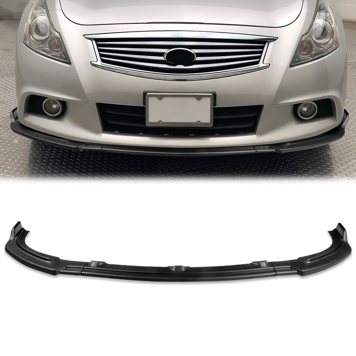 Stay Tuned Performance, 10-13 Infiniti G37 Sedan Front Bumper Lip - 3 Pieces J-Style Design [Matte Black]