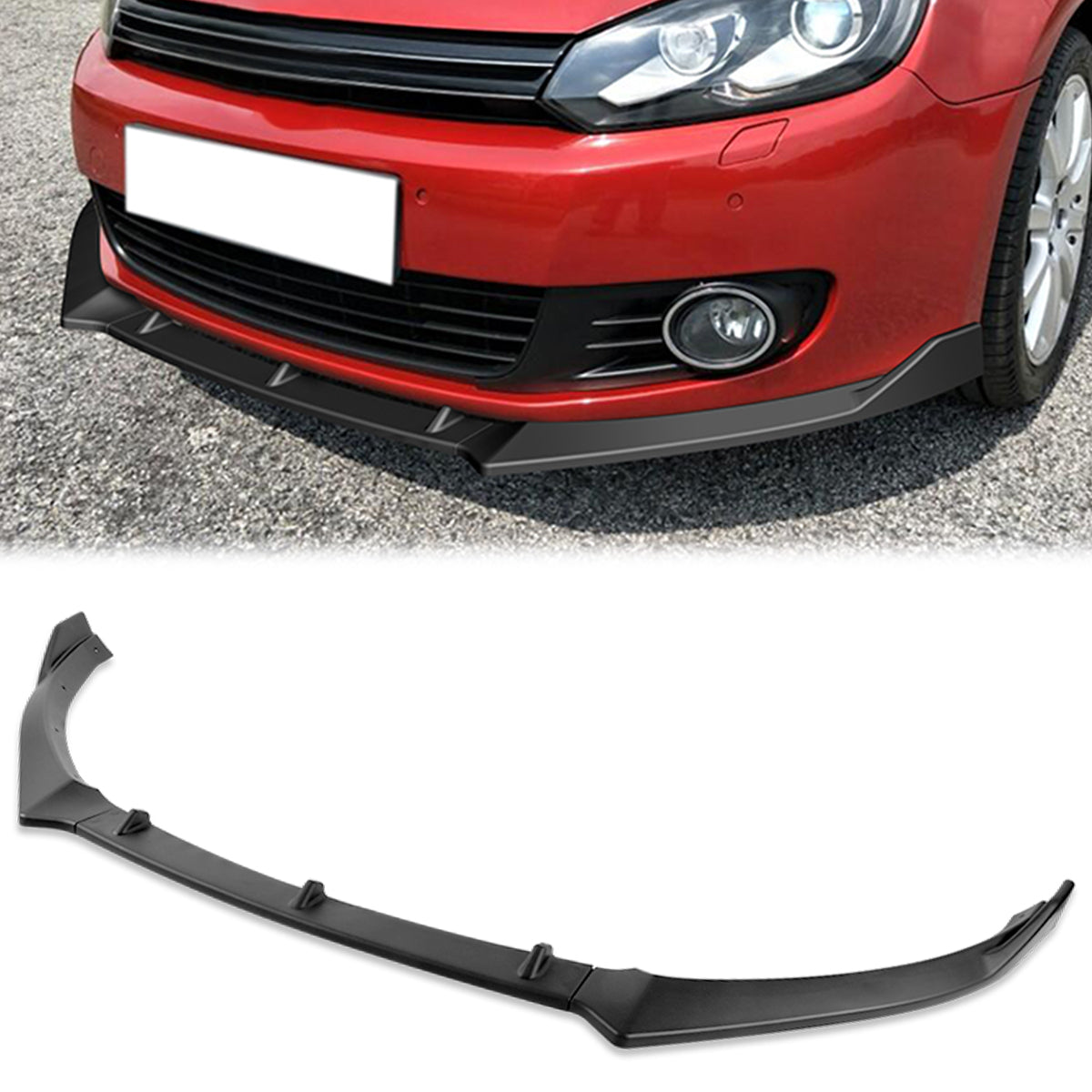 Stay Tuned Performance, 10-13 Volkswagen Golf 6 Front Bumper Lip - 3 Pieces STP Style [Matte Black]