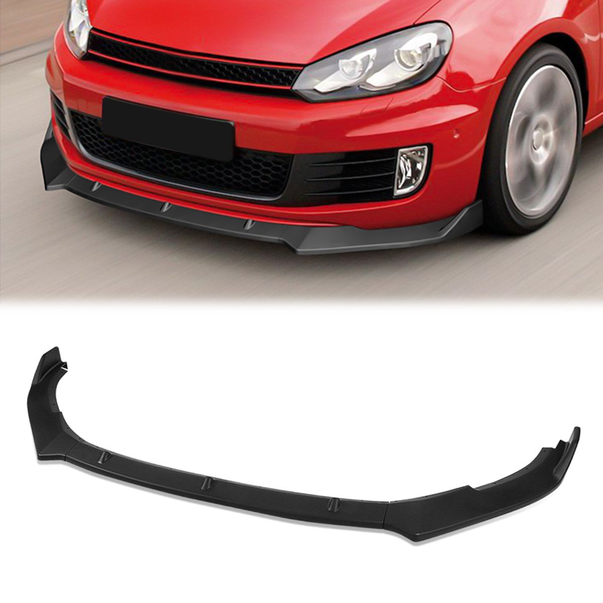 Stay Tuned Performance, 10-13 Volkswagen Golf MK6 GTI Front Bumper Lip - 3-Pieces [Matte Black]