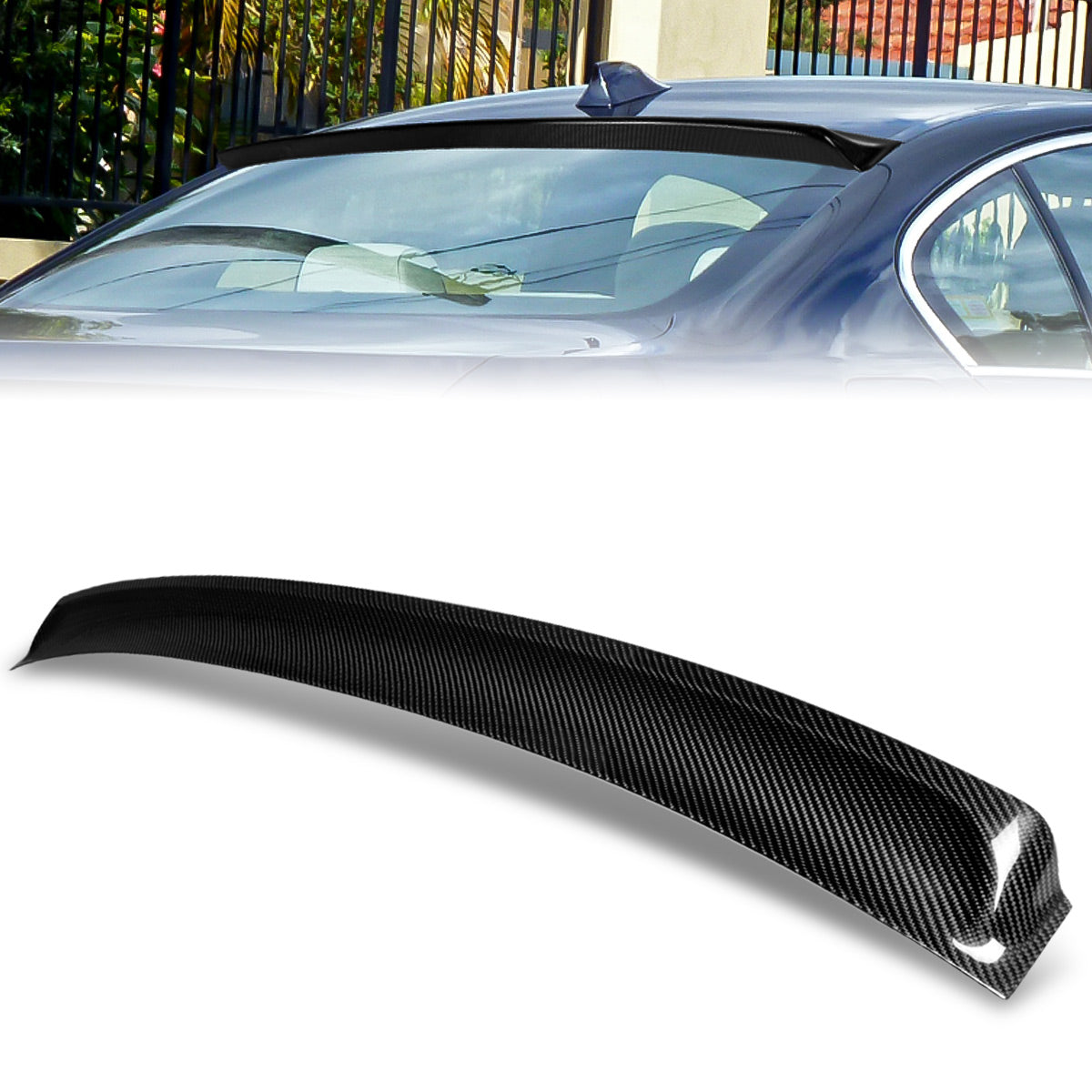 Stay Tuned Performance, 10-16 BMW M5 550i 535i 528i F10 Sedan Rear Window Windshield Roof Spoiler - Carbon Fiber