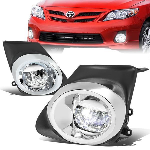 DNA Motoring, 11-13 Toyota Corolla Clear Lens LED Fog Lights - w/Bezel Cover+Switch