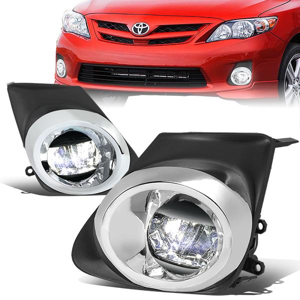 DNA Motoring, 11-13 Toyota Corolla Smoked Lens LED Fog Lights - w/Bezel Cover+Switch