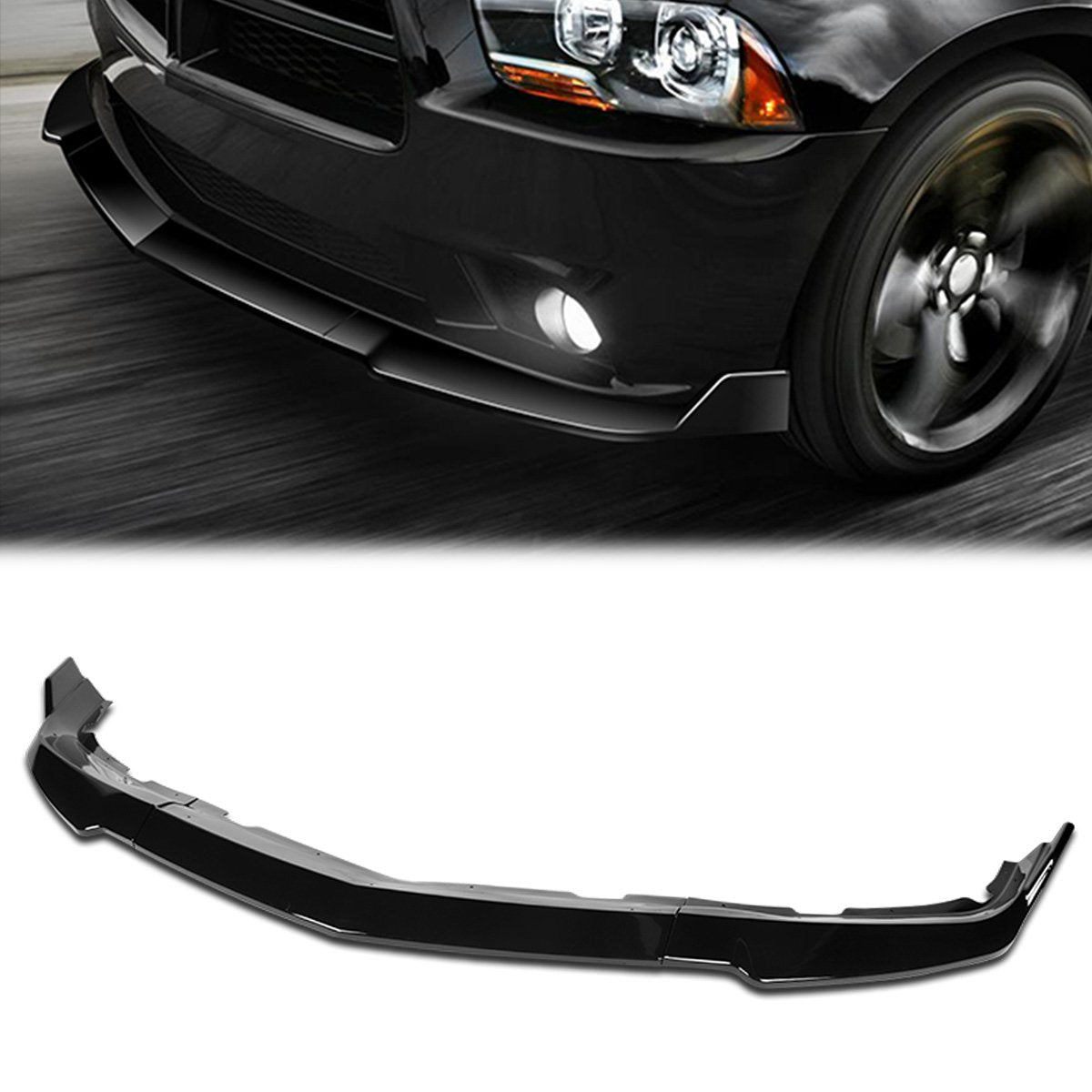 Stay Tuned Performance, 11-14 Dodge Charger Front Bumper Lip - 3 Pieces STP Style [Gloss Black]