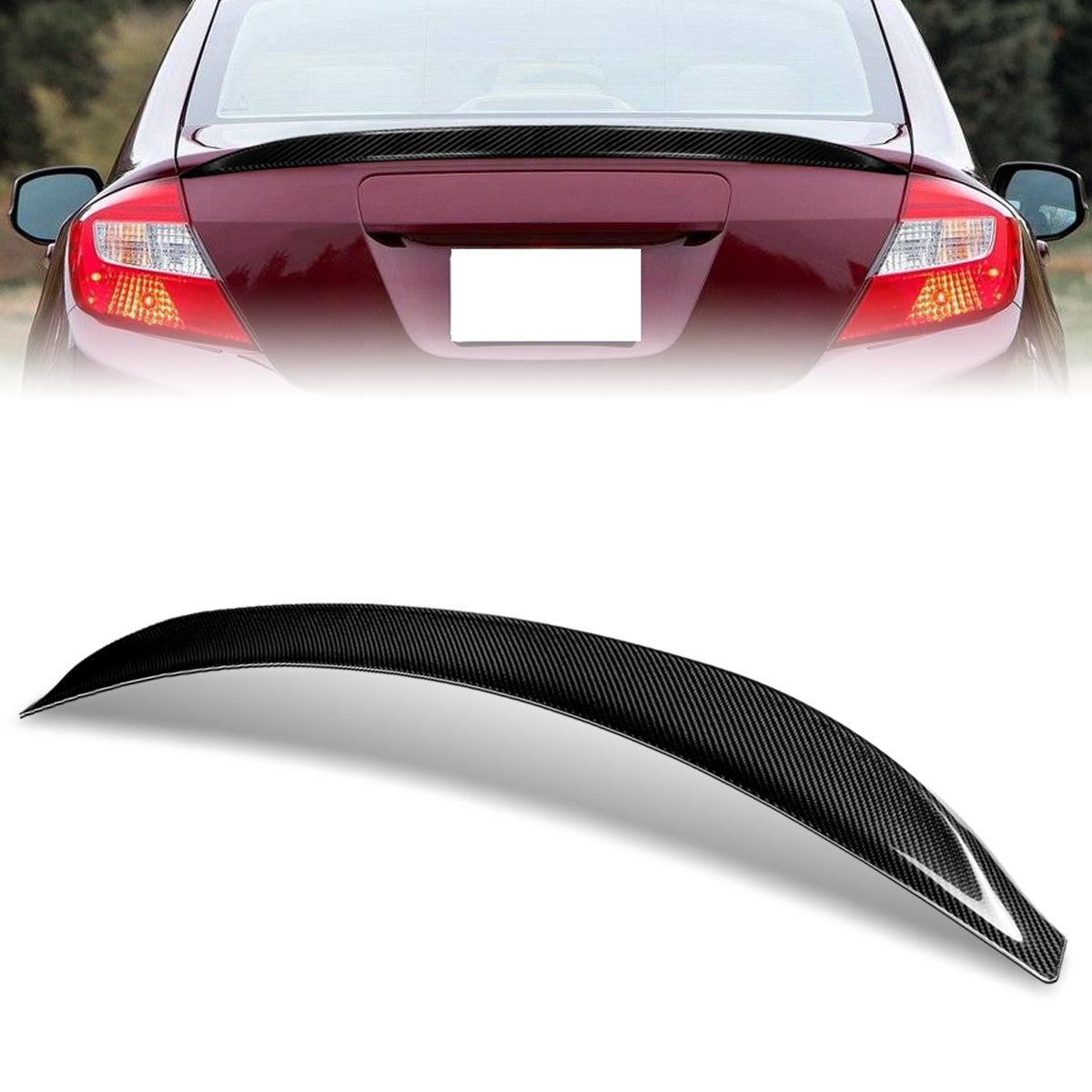 Stay Tuned Performance, 12-15 Honda Civic Sedan V2-Style Trunk Lid Spoiler - Carbon Fiber