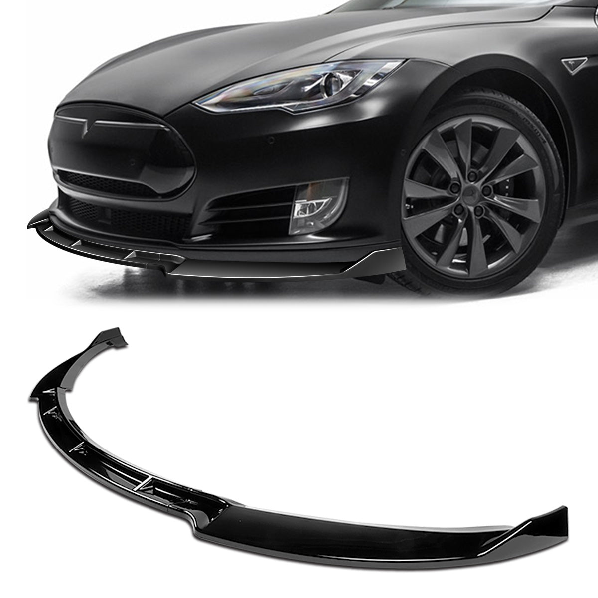 Stay Tuned Performance, 12-16 Tesla Model S STP-Style Front Bumper Lip - Gloss Black