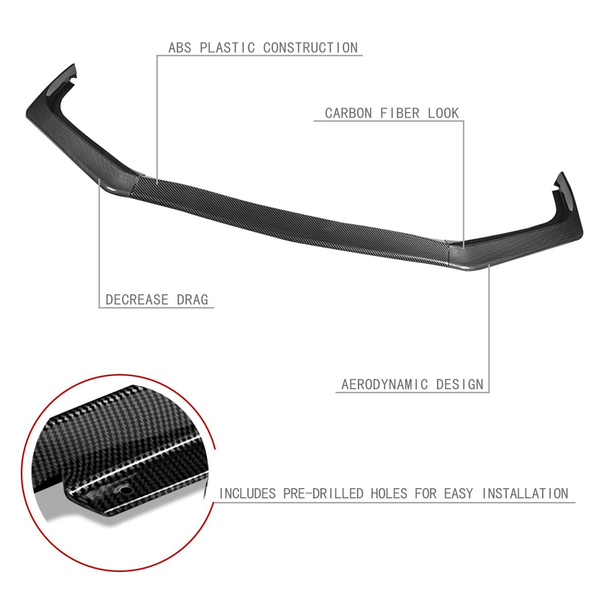 Stay Tuned Performance, 13-15 Honda Civic Sedan Front Bumper Lip - 3 Pieces AERO-Style Design [Carbon Fiber Look]