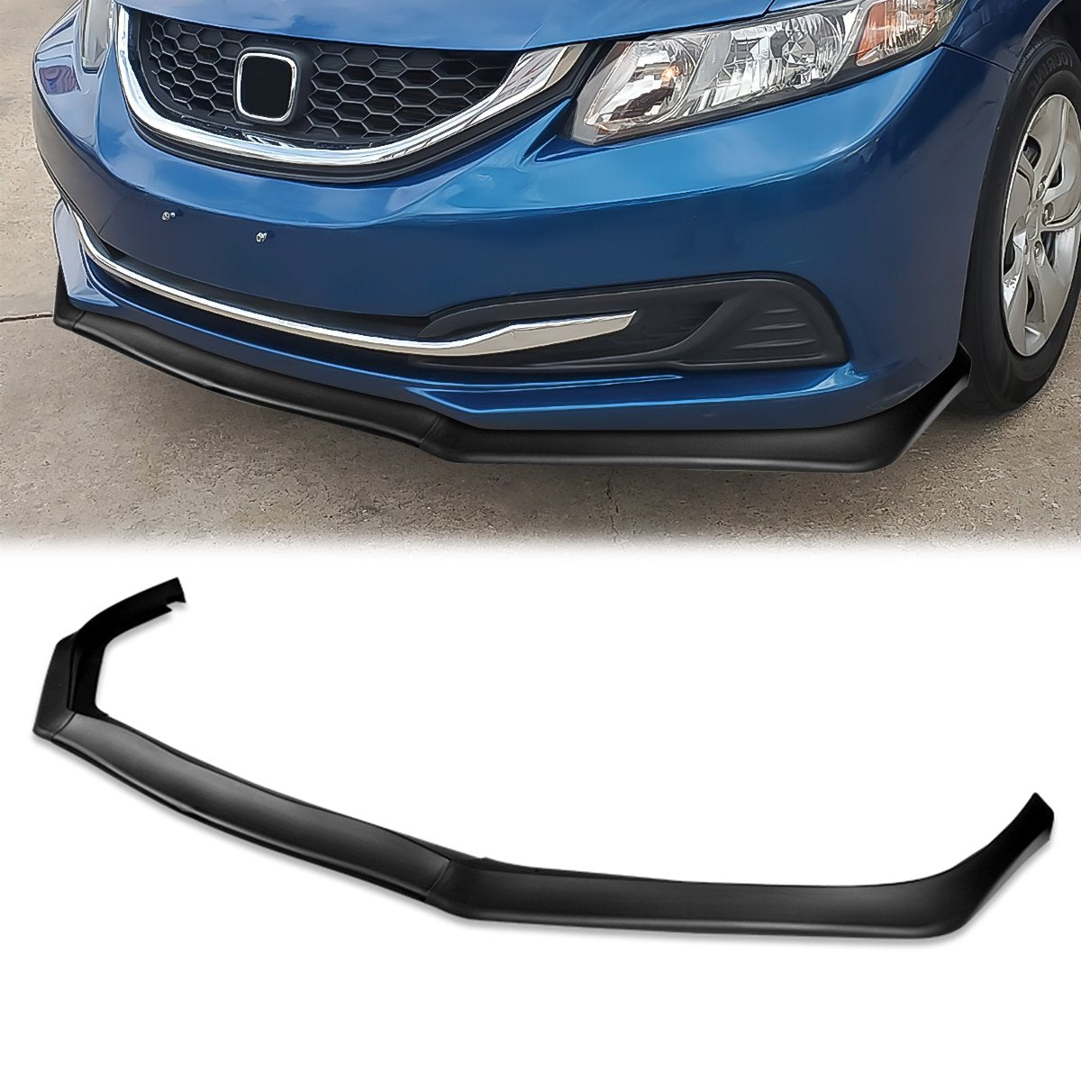 Stay Tuned Performance, 13-15 Honda Civic Sedan Front Bumper Lip - 3 Pieces AERO-Style Design [Matte Black]