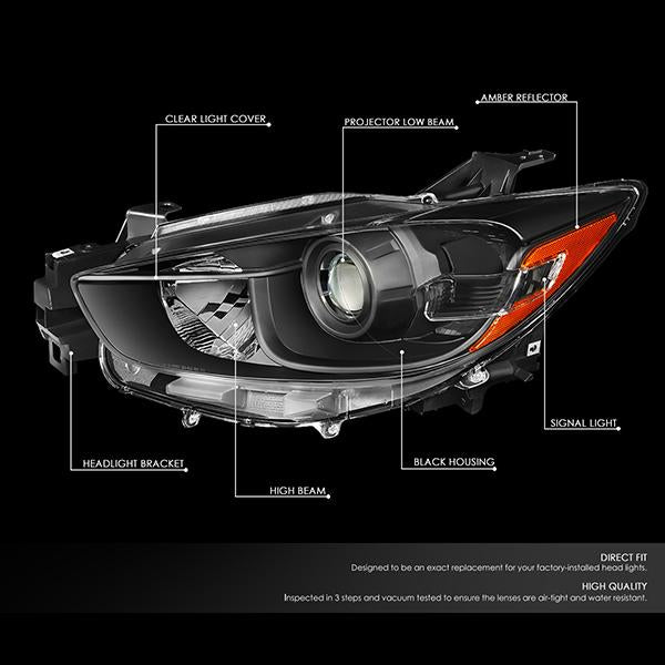 Nuvision Lighting, 13-16 Mazda CX-5 CX5 Projector Headlights - Black Housing Amber Corner