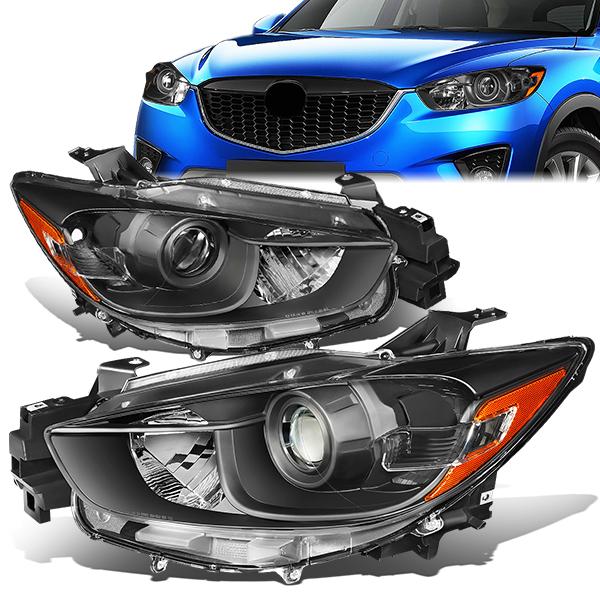 Nuvision Lighting, 13-16 Mazda CX-5 CX5 Projector Headlights - Black Housing Amber Corner