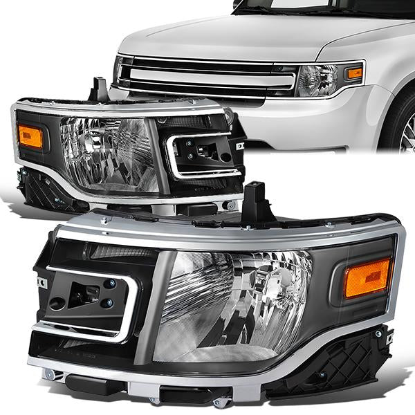 Nuvision Lighting, 13-19 Ford Flex Black Housing Amber Corner Headlights