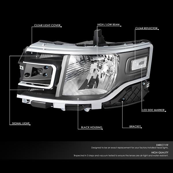 Nuvision Lighting, 13-19 Ford Flex Black Housing Clear Corner Headlights