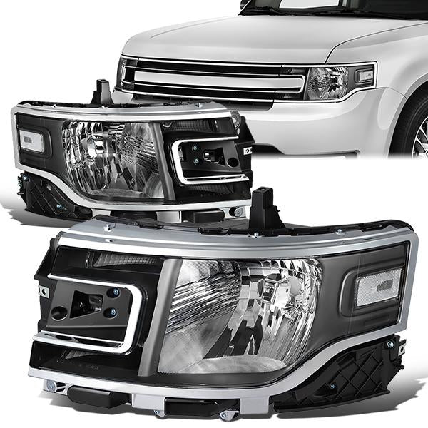 Nuvision Lighting, 13-19 Ford Flex Black Housing Clear Corner Headlights