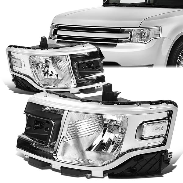 Nuvision Lighting, 13-19 Ford Flex Chrome Housing Clear Corner Headlights