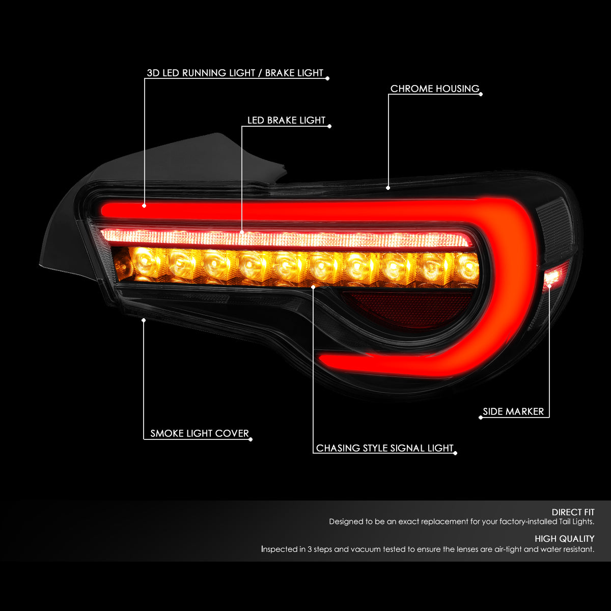 Nuvision Lighting, 13-19 Subaru BRZ Scion FR-S Toyota 86 LED Bar+Sequential Turn Signal Tail Lights - Smoked