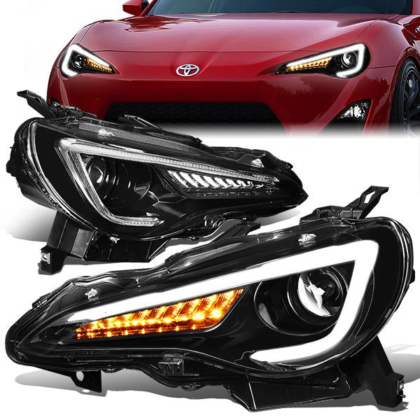 Nuvision Lighting, 13-19 Toyota 86 Scion FRS Subaru BRZ LED DRL+Sequential Turn Signal Projector Headlights