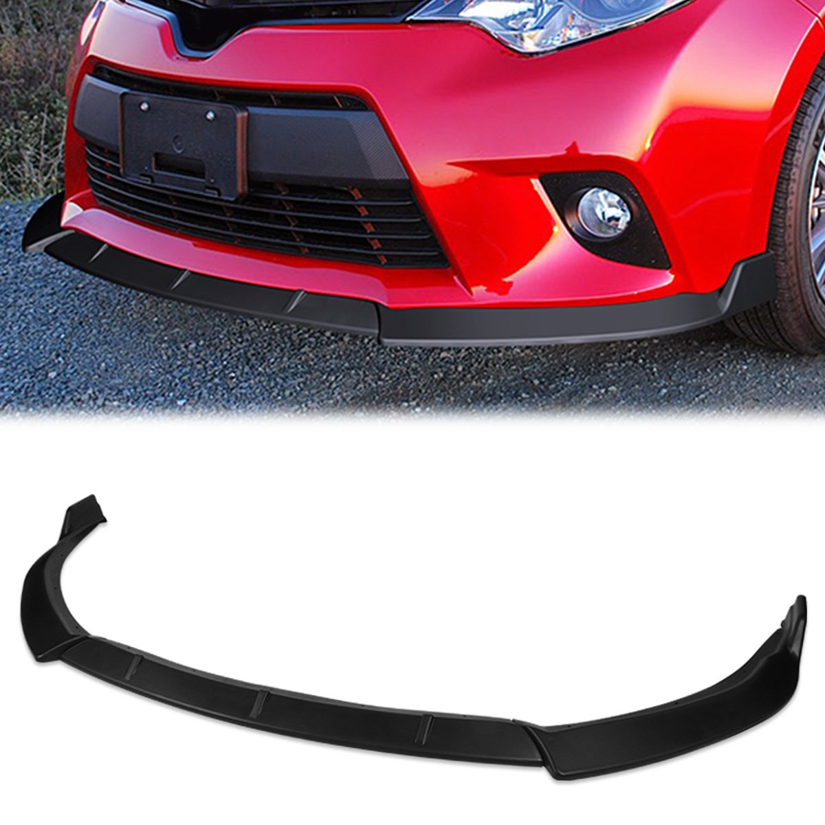 Stay Tuned Performance, 14-16 Toyota Corolla LE CE Front Bumper Lip - 3 Pieces STP Style [Matte Black]