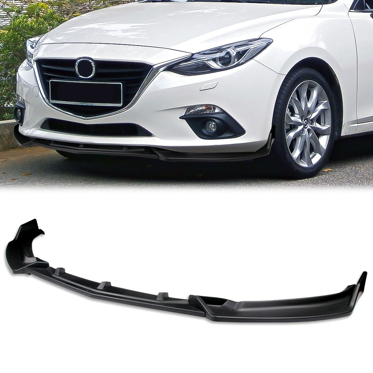 Stay Tuned Performance, 14-18 Mazda 3 Sedan Hathcback Front Bumper Lip - 3 Pieces Design [Matte Black]