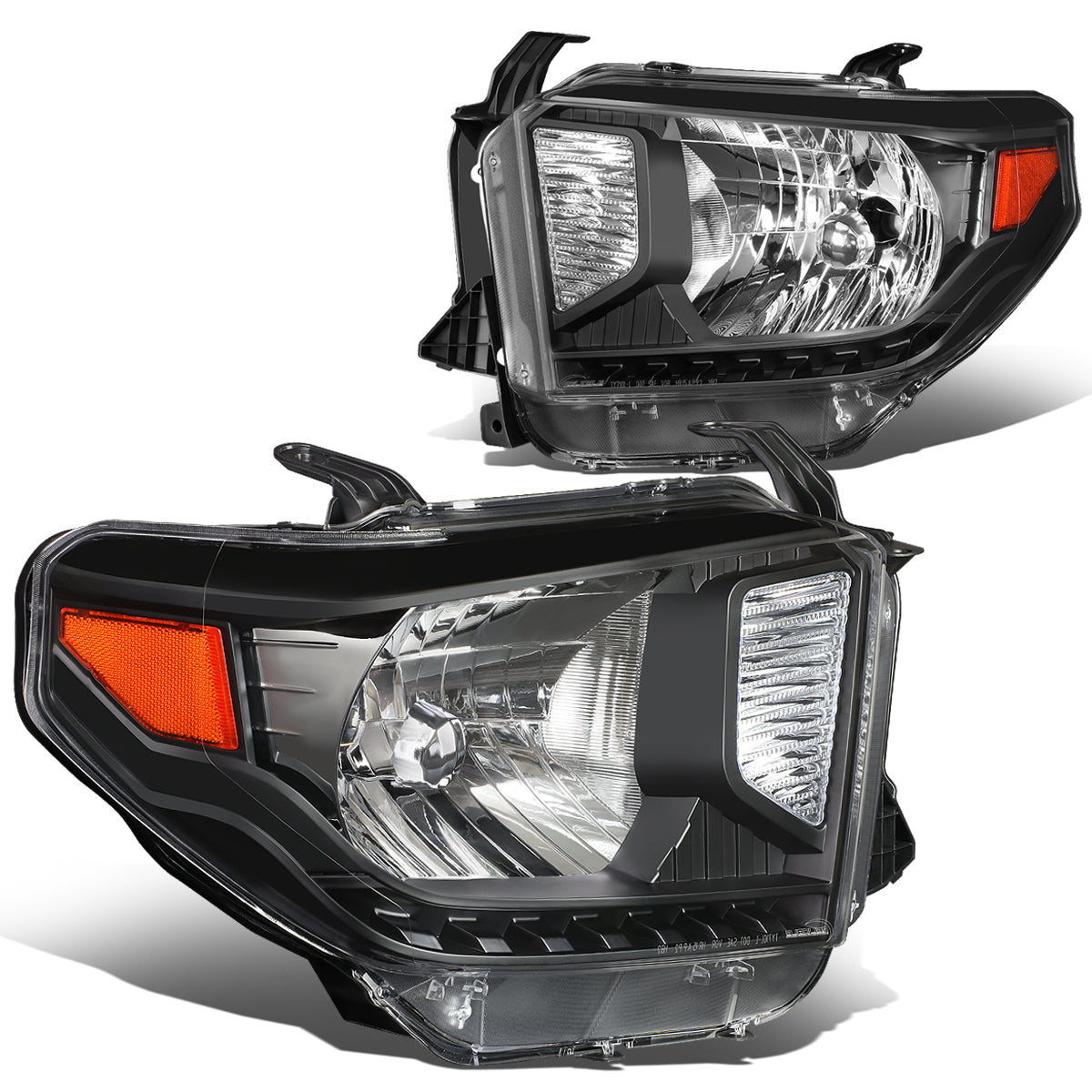 DNA Motoring, 14-18 Toyota Tundra Headlights - Black Housing Amber Corner