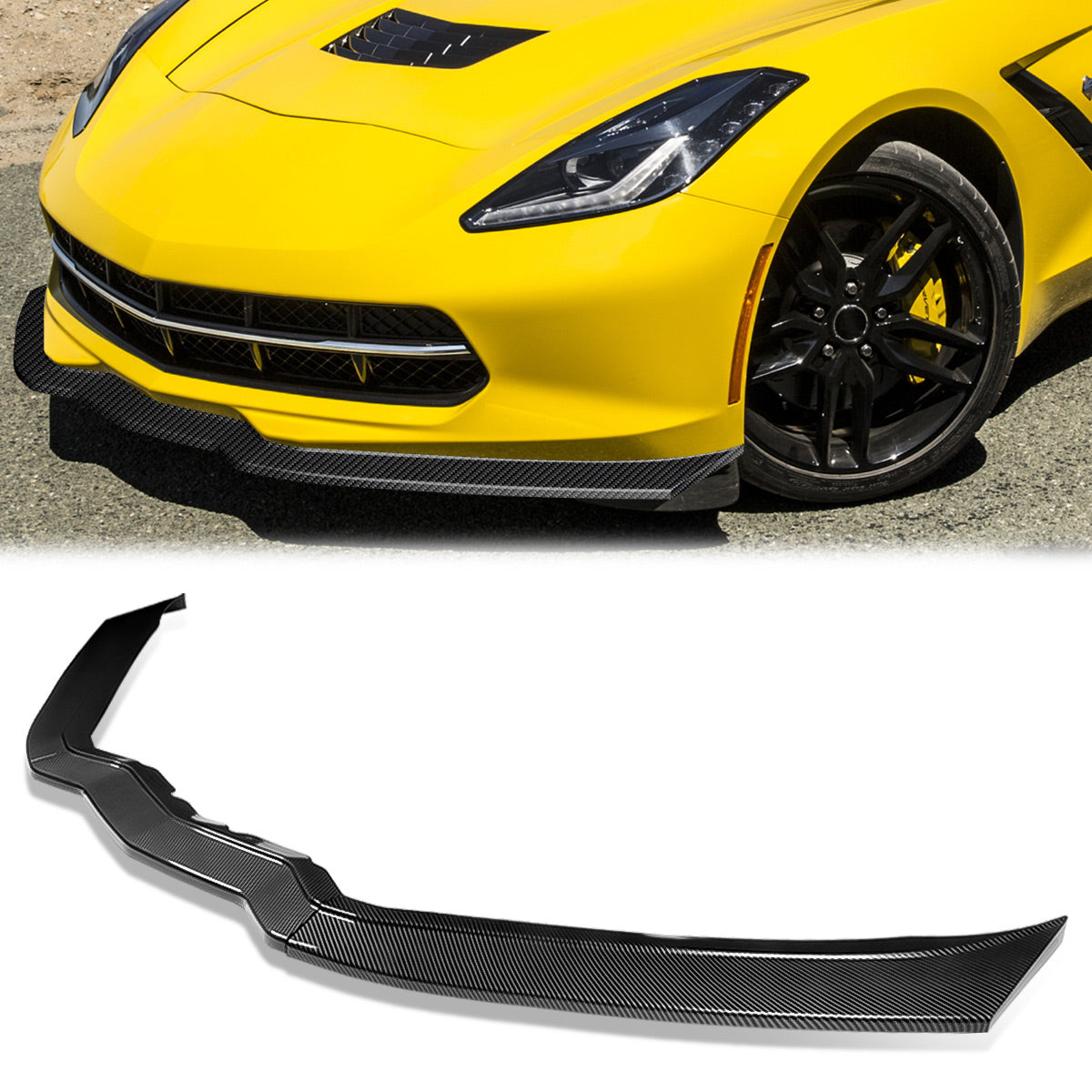 Stay Tuned Performance, 14-19 Chevy Corvette Stage 2 Style Front Lip Spoiler - Carbon Fiber