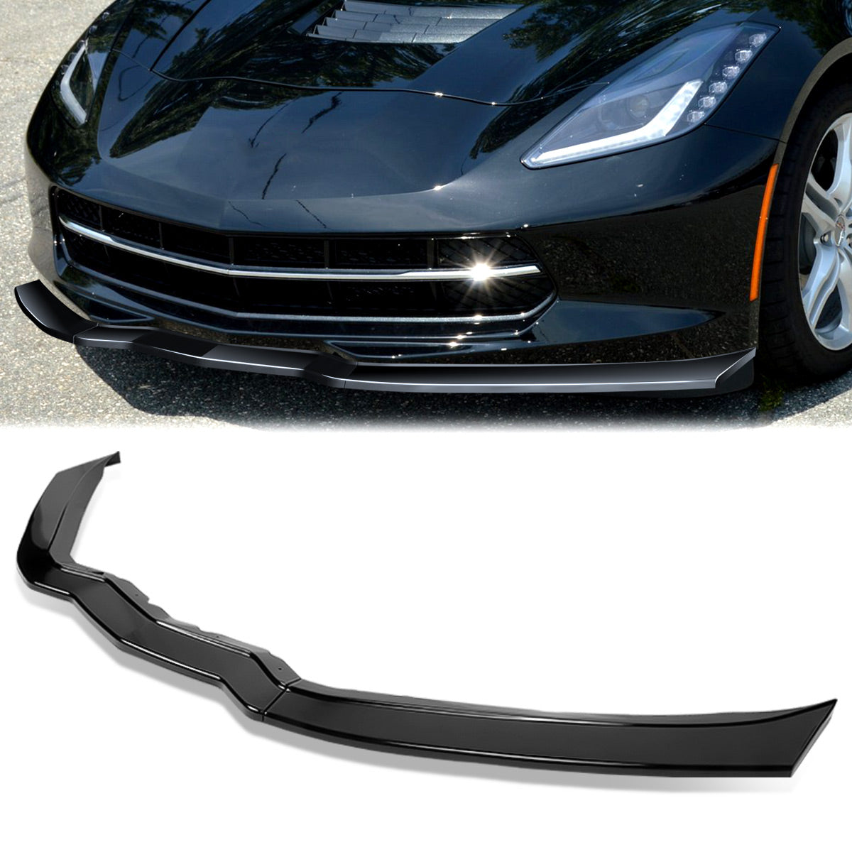 Stay Tuned Performance, 14-19 Chevy Corvette Stage 2 Style Front Lip Spoiler - Glossy