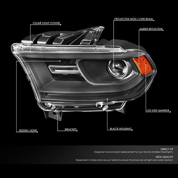 Nuvision Lighting, 14-19 Dodge Durango Projector Headlight - Black Housing Amber Corner