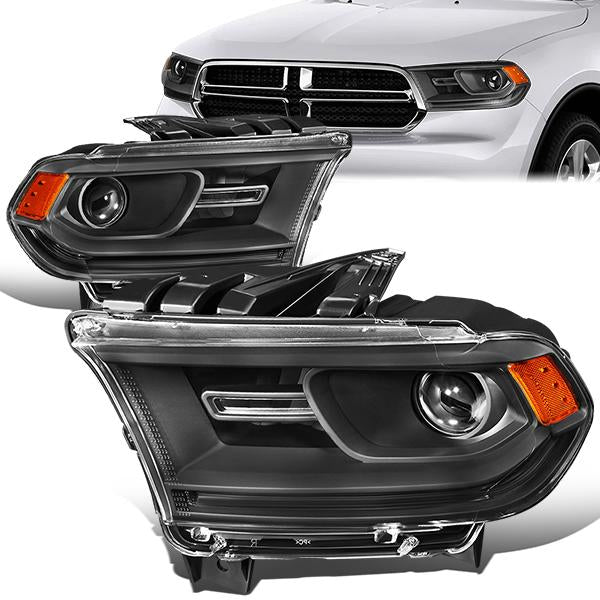 Nuvision Lighting, 14-19 Dodge Durango Projector Headlight - Black Housing Amber Corner