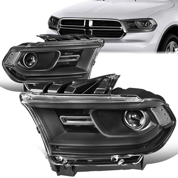 Nuvision Lighting, 14-19 Dodge Durango Projector Headlight - Black Housing Clear Corner