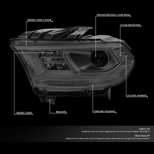 Nuvision Lighting, 14-19 Dodge Durango Projector Headlight - Smoked Housing Clear Corner