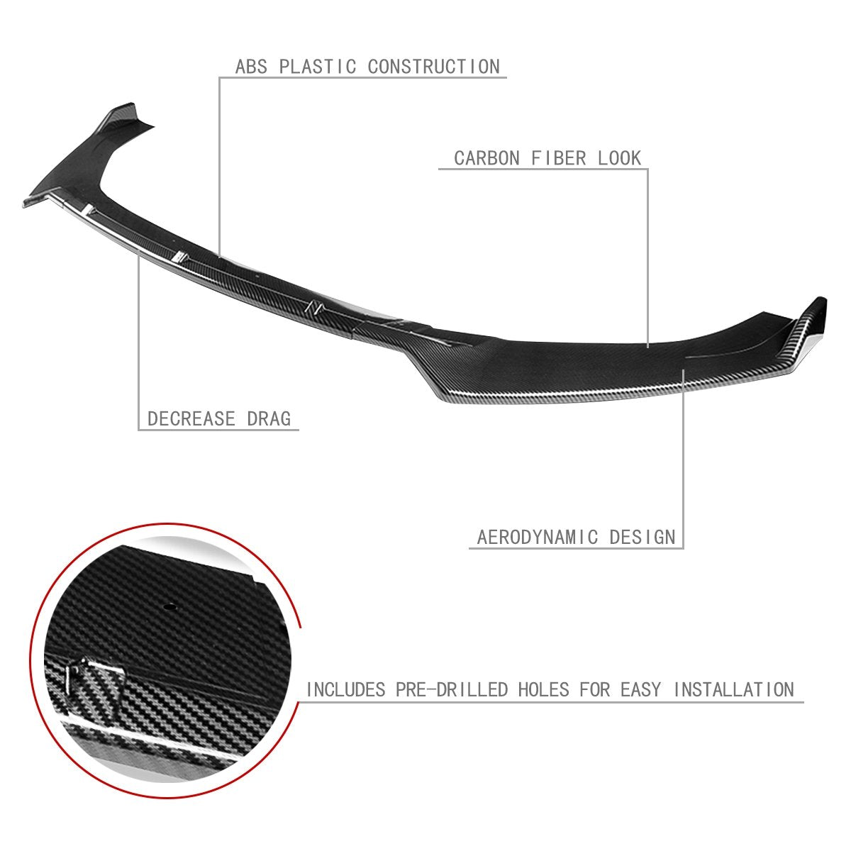 Stay Tuned Performance, 14-20 Volkswagen Golf GTI/ R/ R-Line Front Bumper Lip - 3 Pieces Design [Carbon Fiber Look]