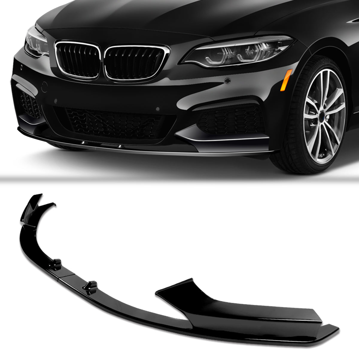 Stay Tuned Performance, 14-21 BMW 228i 230i xDrive F22 F23 M-Sport Front Bumper Lip - Gloss Black