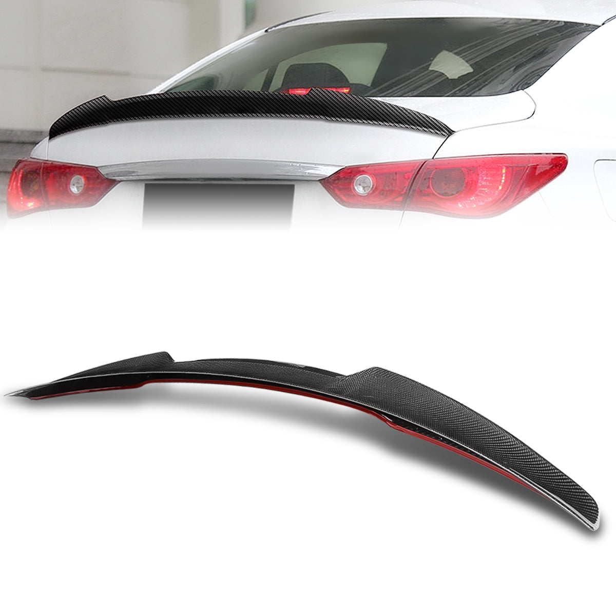 Stay Tuned Performance, 14-21 Infiniti Q50 V-Style Trunk Lid Spoiler - Carbon Fiber