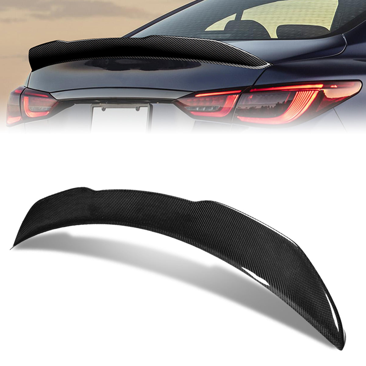 Stay Tuned Performance, 14-22 Infiniti Q50 PSM-Style Rear Trunk Lid Spoiler - Carbon Fiber