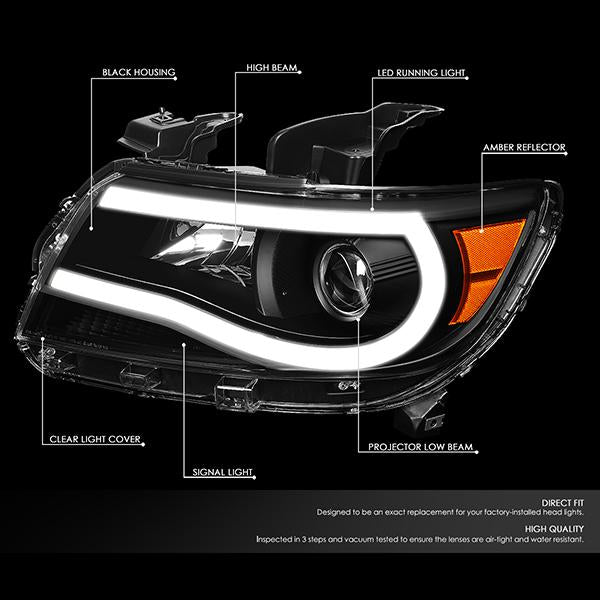 Nuvision Lighting, 15-17 Chevy Colorado LED DRL Projector Headlights - Black Housing Amber Corner