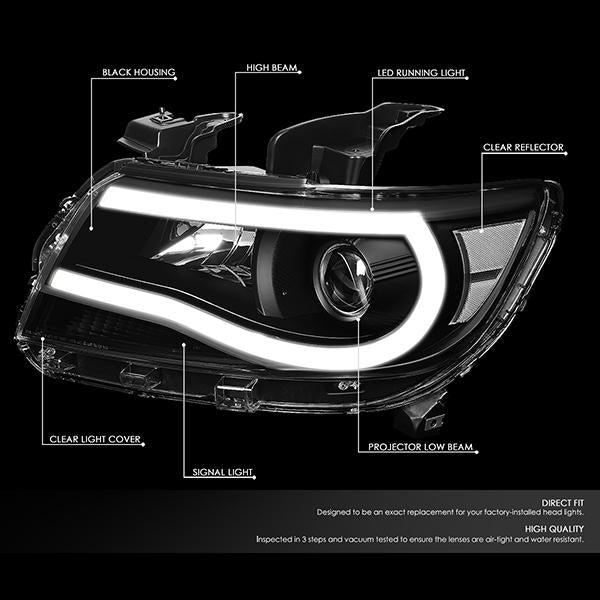 Nuvision Lighting, 15-17 Chevy Colorado LED DRL Projector Headlights - Black Housing Clear Corner