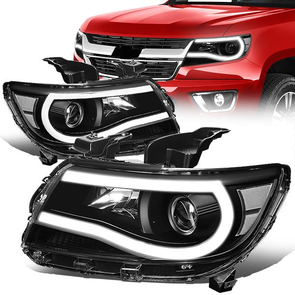 Nuvision Lighting, 15-17 Chevy Colorado LED DRL Projector Headlights - Black Housing Clear Corner