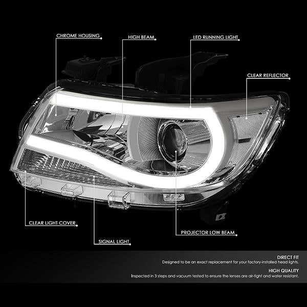 Nuvision Lighting, 15-17 Chevy Colorado LED DRL Projector Headlights - Chrome Housing Clear Corner