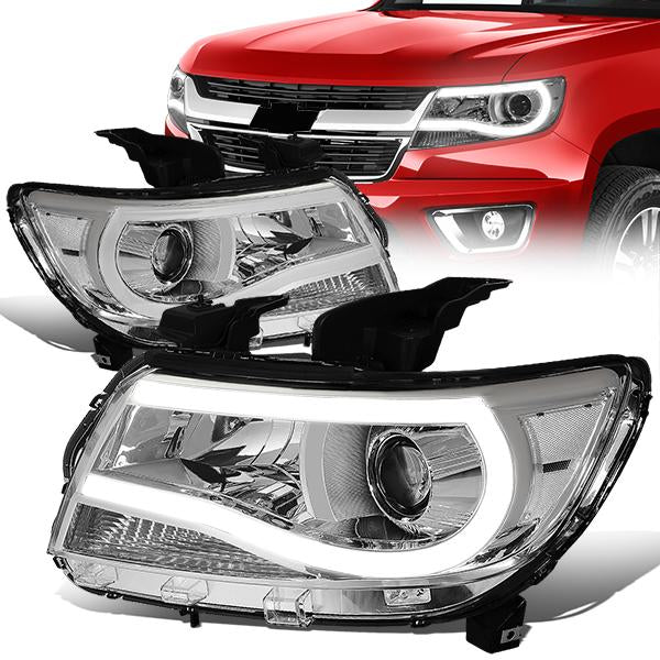 Nuvision Lighting, 15-17 Chevy Colorado LED DRL Projector Headlights - Chrome Housing Clear Corner